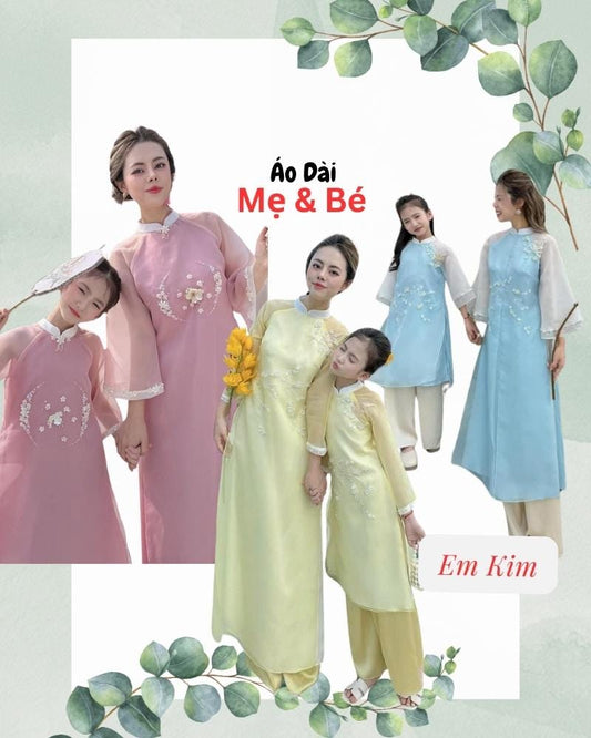 Ao Dai Matching mommy and Daughter (3 color)| Pre-made Modern Ao Dai Vietnam| Ao Dai women| Ao dai for girls| Lunar New Year|Ao Dai kids|mom