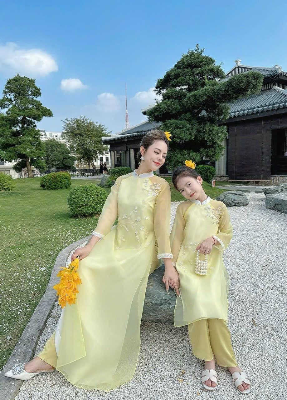 Mommy and daughter Matching Ao Dai Set đính kết| Pre-made Modern Ao Dai Vietnam| Ao Dai women| Ao dai for girls| Lunar New Year| Me Va Be|