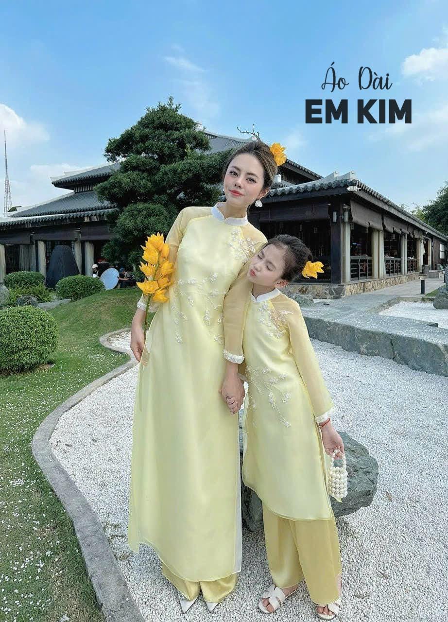 Mommy and daughter Matching Ao Dai Set đính kết| Pre-made Modern Ao Dai Vietnam| Ao Dai women| Ao dai for girls| Lunar New Year| Me Va Be|