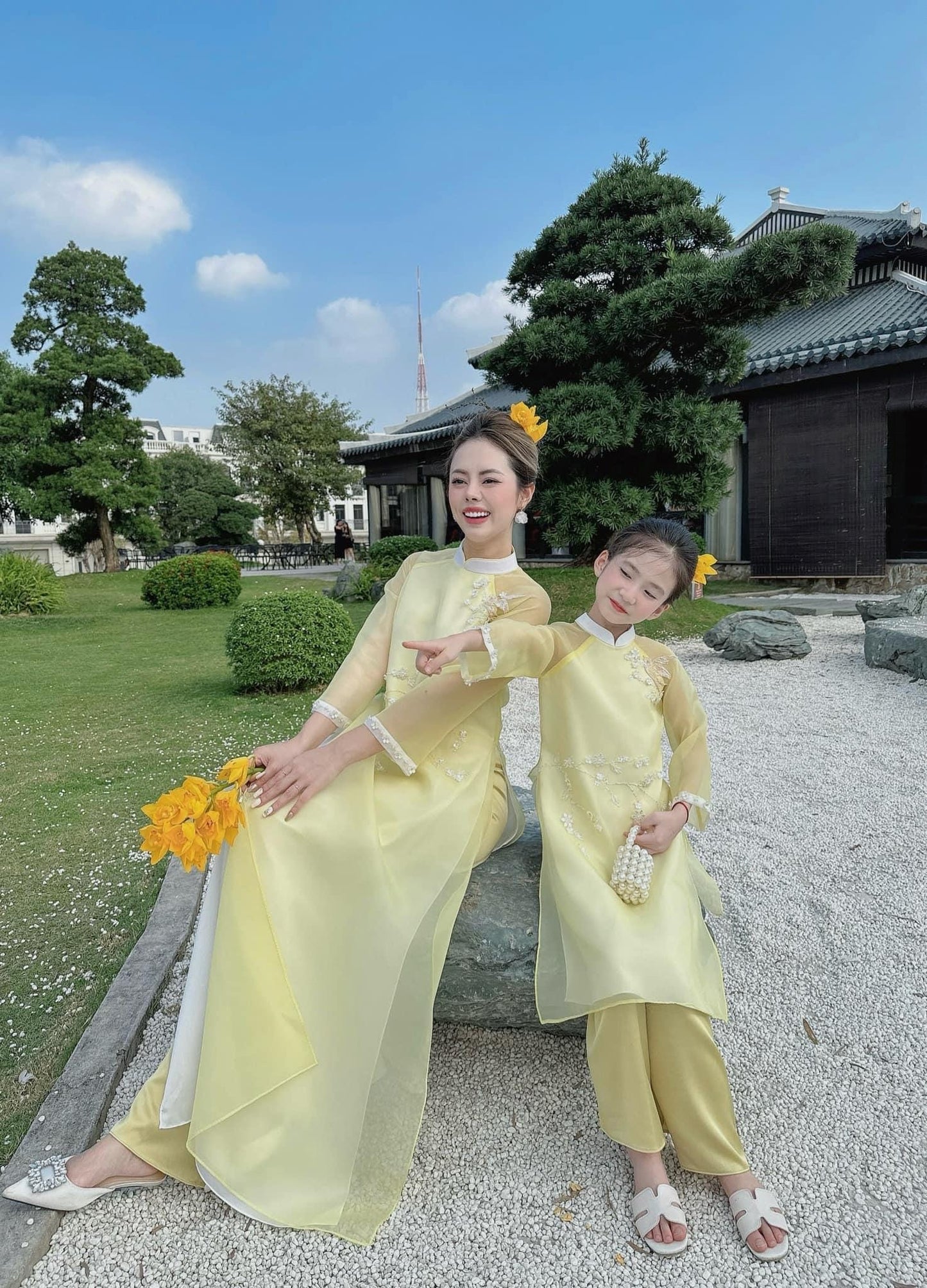 Ao Dai Matching mommy and Daughter (3 color)| Pre-made Modern Ao Dai Vietnam| Ao Dai women| Ao dai for girls| Lunar New Year|Ao Dai kids|mom