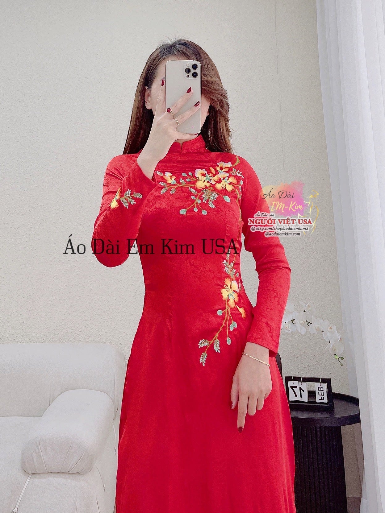 Embroidered floral Ao Dai Set B5