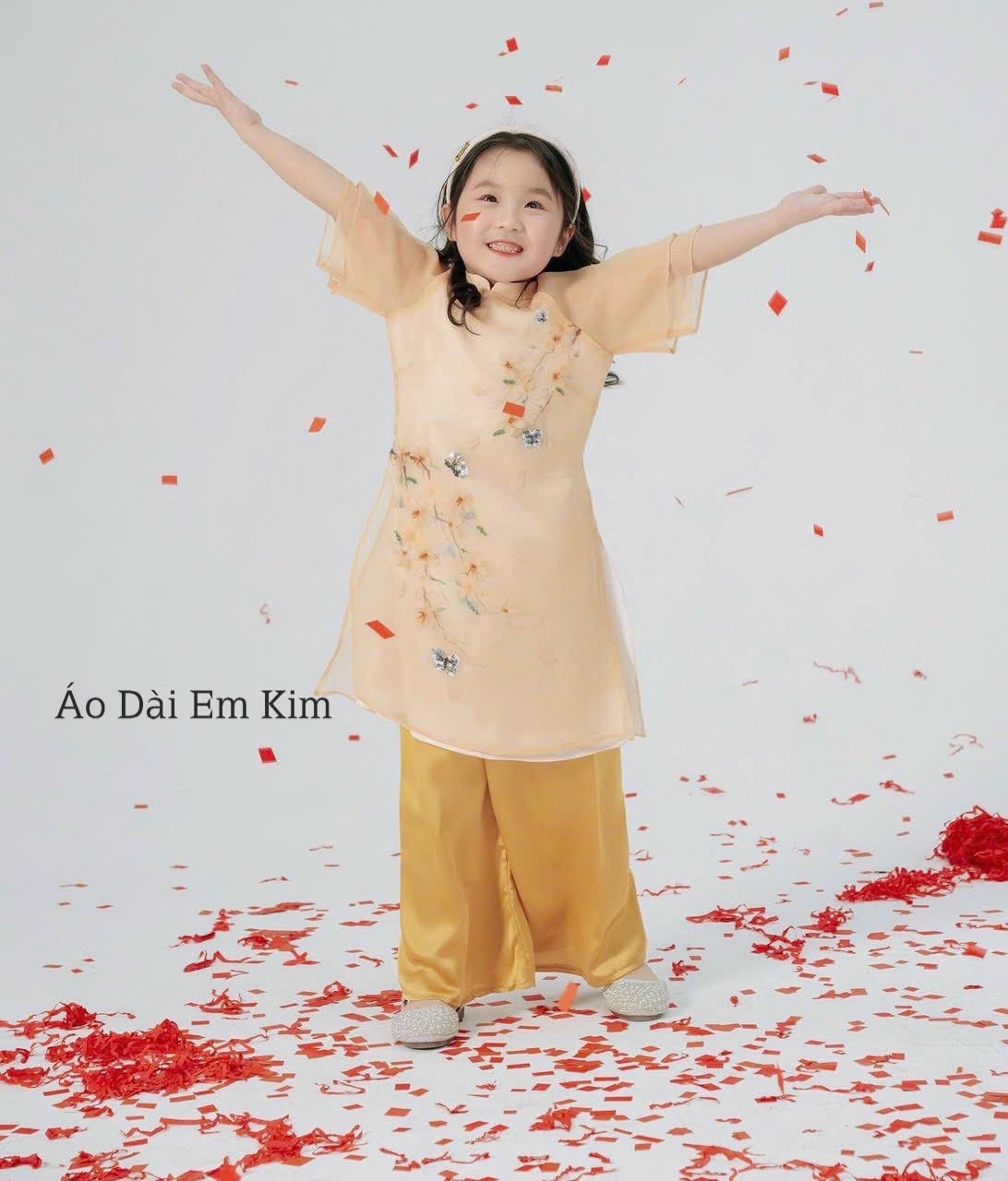 Mommy and Daughter Cream Flower Ao Dai/Pre-made Modernized Vietnamese Ao Dai|Ao Dai for Lunar New Year/Matching Ao Dai Tet |MB13