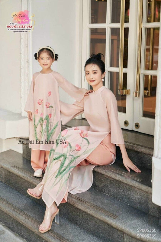 Mommy and Daughter Pink Ao Dai MB16