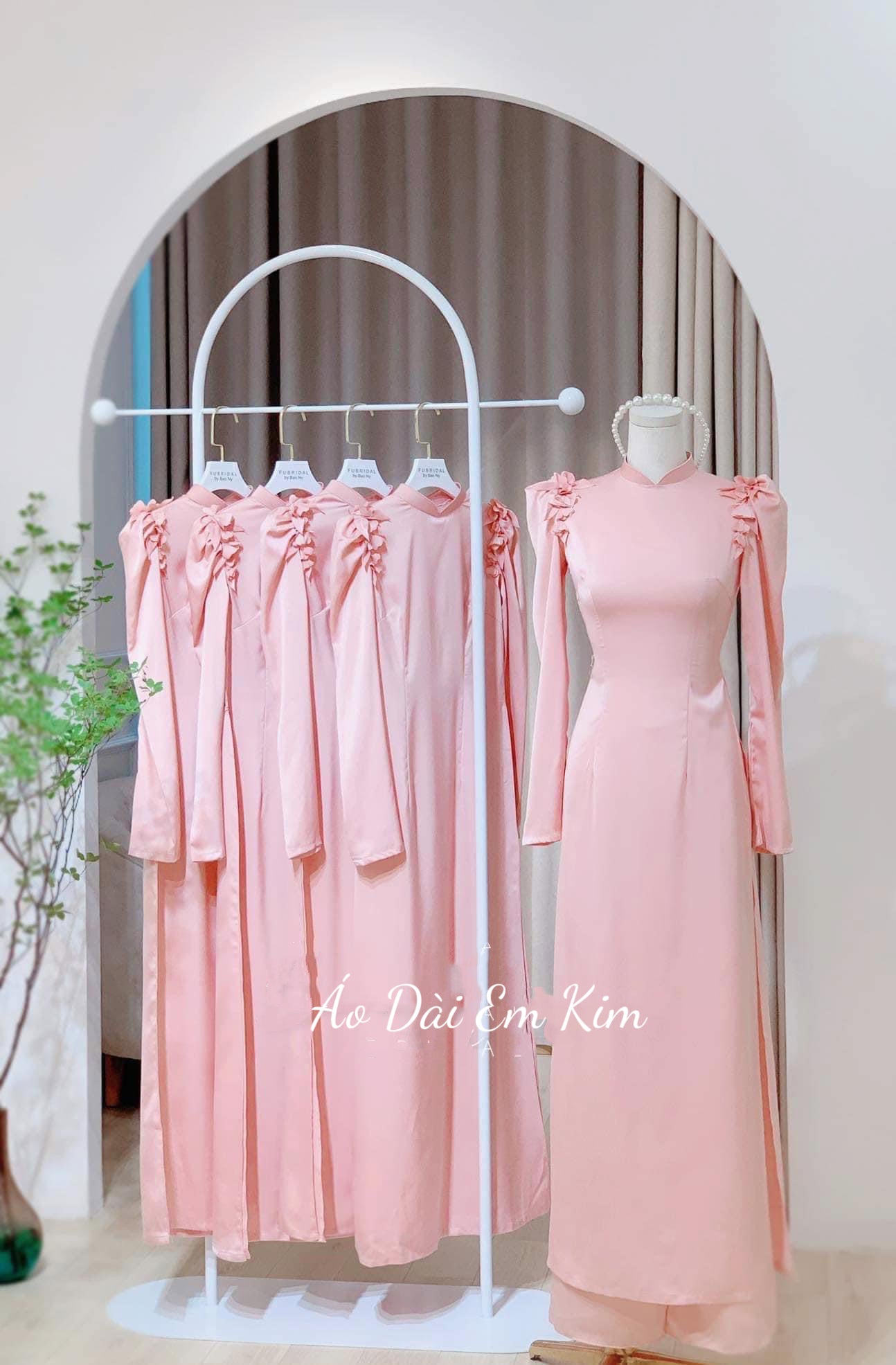 Blush pink Bridemaids Ao Dai|  AA125